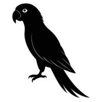 Silhouetted Parrot on White Background vector