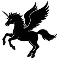 Flying Unicorn Silhouette on White Background vector