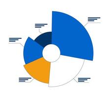 Circular pie chart with labeled segments 2D cartoon object. Sectors analysis visualization. Corporate piechart infographic isolated element flat clipart on white background. Spot illustration vector