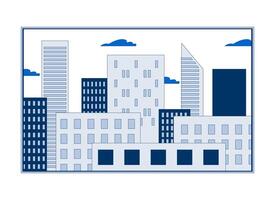 Cityscape skyscrapers frame 2D cartoon object. City buildings window rectangle. Town structures, skyline downtown district isolated element flat clipart on white background. Spot illustration vector