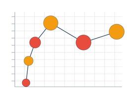 Bubble chart with data points on grid 2D cartoon object. Market trend visualization comparative. Abstract analytics graph isolated element flat clipart on white background. Spot illustration vector