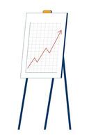 Simple easel displaying line graph with red upward trend 2D cartoon object. Growth, progress, success in data analysis isolated element flat clipart on white background. Spot illustration vector
