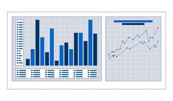 Bar chart and line graph on dashboard 2D cartoon object. Data analysis, comparison metrics on grid. Statistical reporting isolated element flat clipart on white background. Spot illustration vector