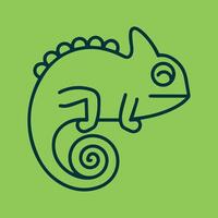 Minimalist Chameleon Line Art with Green Background vector
