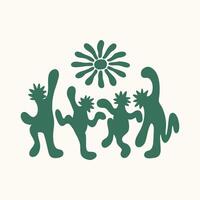 hand drawn abstract human dancing groovy illustration vector
