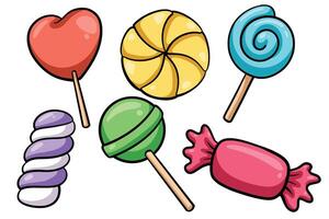 Set of Hand drawn candies element collection Isolated vector