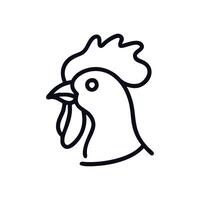 A black and white line drawing of a chicken icon silhouette has been created. vector