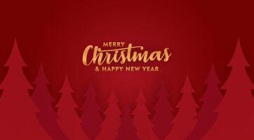 christmas card with red background and trees vector