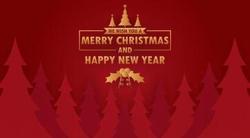 merry christmas and happy new year text on a red background vector