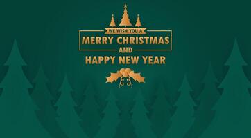 christmas and new year greeting with trees vector