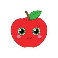 An apple character featuring green eyes and a cheerful smile. vector