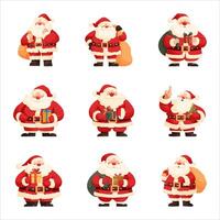 A set of Santa clauses. Isolated on a white background. vector