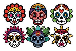 Celebrate Day of the Dead with colorful sugar skull art vector