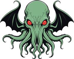 Illustration of a mythical creature with tentacles and wings vector