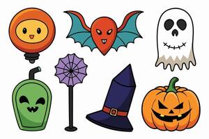 Fun Halloween decorations featuring spooky and playful designs vector