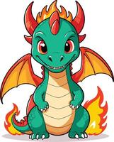 Friendly cartoon dragon with vibrant colors and playful expression vector