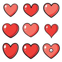 Different heart shapes with black outline collection vector