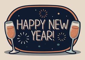 Toasting to the New Year with champagne and fireworks celebration vector