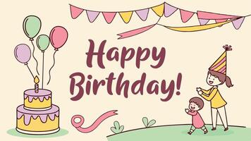 Celebrate a joyful birthday with cake, balloons, and fun activities vector