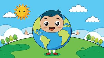Celebrating Earth Day with a cheerful globe character vector