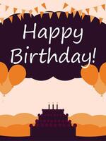 Celebrate a joyful birthday with festive decorations and cake vector