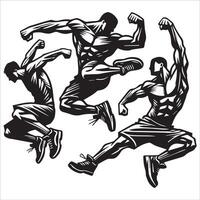 Jumping Figures Silhouette Set vector