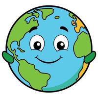 Earth Day cartoon character smiling with arms on a white background vector