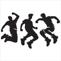 Dynamic Team Jump Silhouette vector