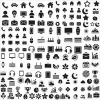 Solid Black Icon Set for Web and Apps vector
