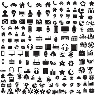 Solid Black Icon Set for Web and Apps