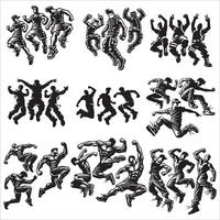 Dynamic Jumping Silhouette Set vector