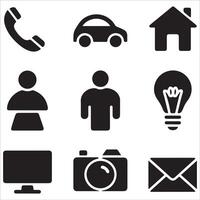 Clean Black Filled Icon Bundle vector