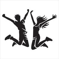 Teamwork in Action Jump Silhouette vector