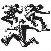 Dynamic Group Leaping Silhouette vector