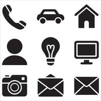 Essential Black Silhouette Icons Pack vector