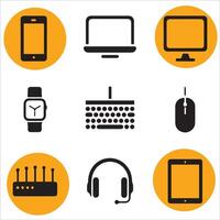Solid Technology and Gadgets Icons vector
