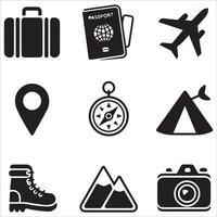 Dynamic Hiking and Camping Icons vector
