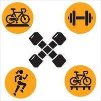 Flat Fitness Icons Set vector