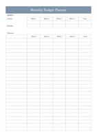 Clean and simple monthly budget planner with a basic, simple and professional designs. Ideal for individuals seeking to enhance their budgeting skills and financial literacy. User-friendly layout. vector