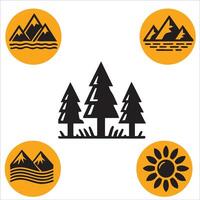Solid Nature and Environment Icons vector