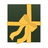 green gift box lid with yellow ribbon and bow isolated element vector