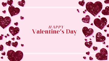 Valentines Day greeting card design with soft pink background. Romantic and elegant atmosphere. Uneven heart, abstract, imperfect shaped heart with glitter. Convey love, joy, and celebration. vector