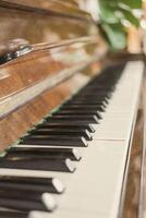 Side view of piano keyboard photo