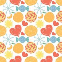 Seamless christmas pattern. New year background. Colored illustration with christmas icons vector