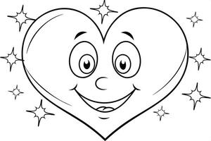 Big Heart with Smiley Face and Sparkles vector