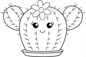 Cute Cactus with Blooming Flower vector