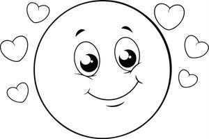 A Smiling Moon with Little Hearts Floating Around vector