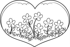 Heart-Shaped Garden with Tiny Flowers vector