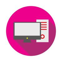 Computer icon. Flat related icon with long shadow for web and mobile applications vector