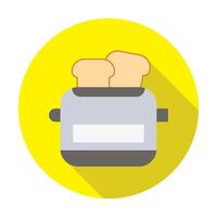 Toaster flat icon with long shadow for web and mobile design. vector